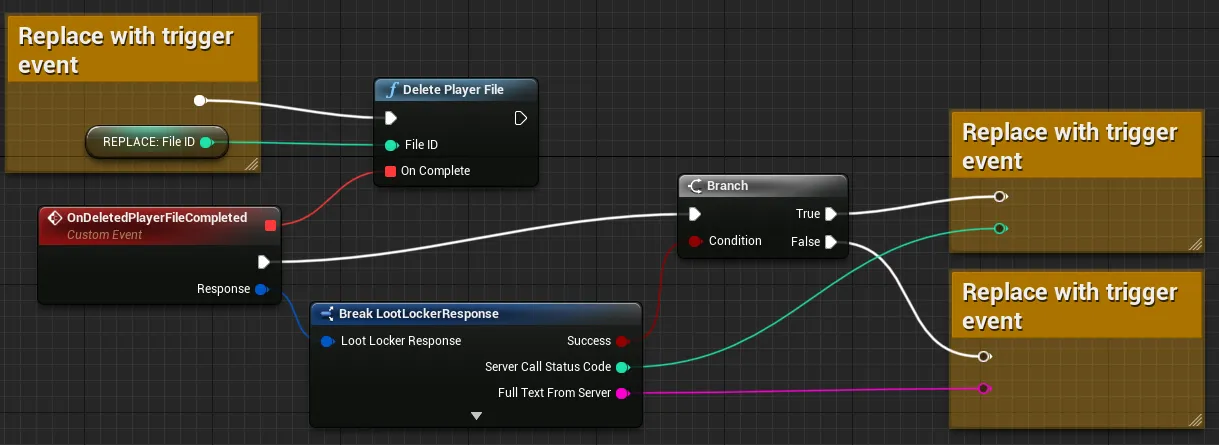 Blueprint example of deleting a player file